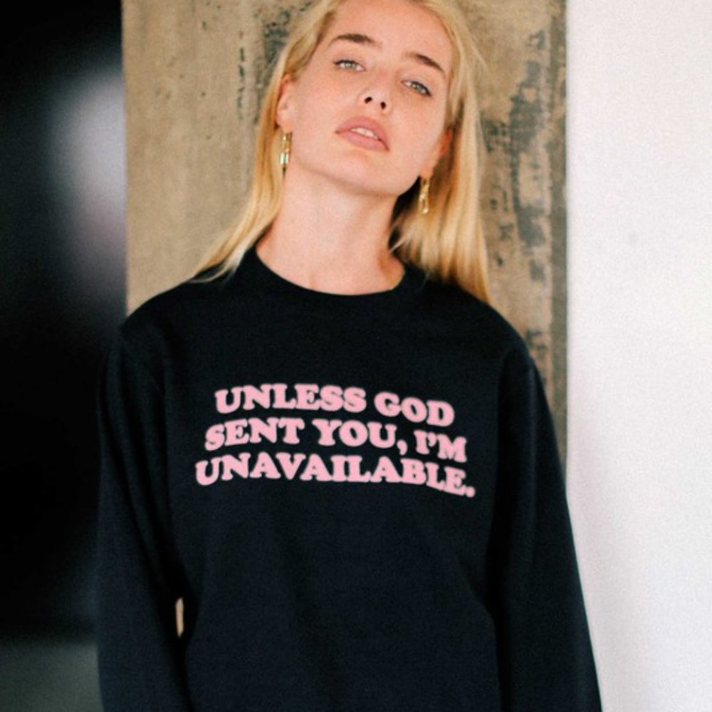 Unless God Sent You Printed Black Sweatshirt